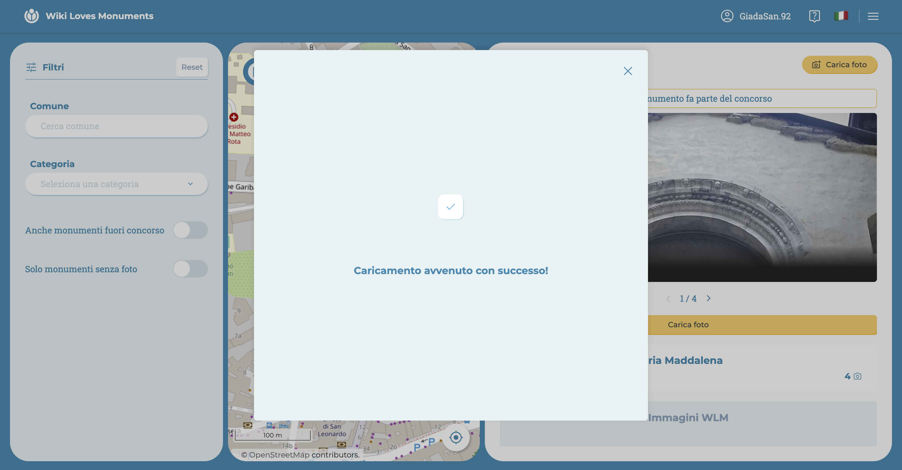 feedback caricamento immagini
