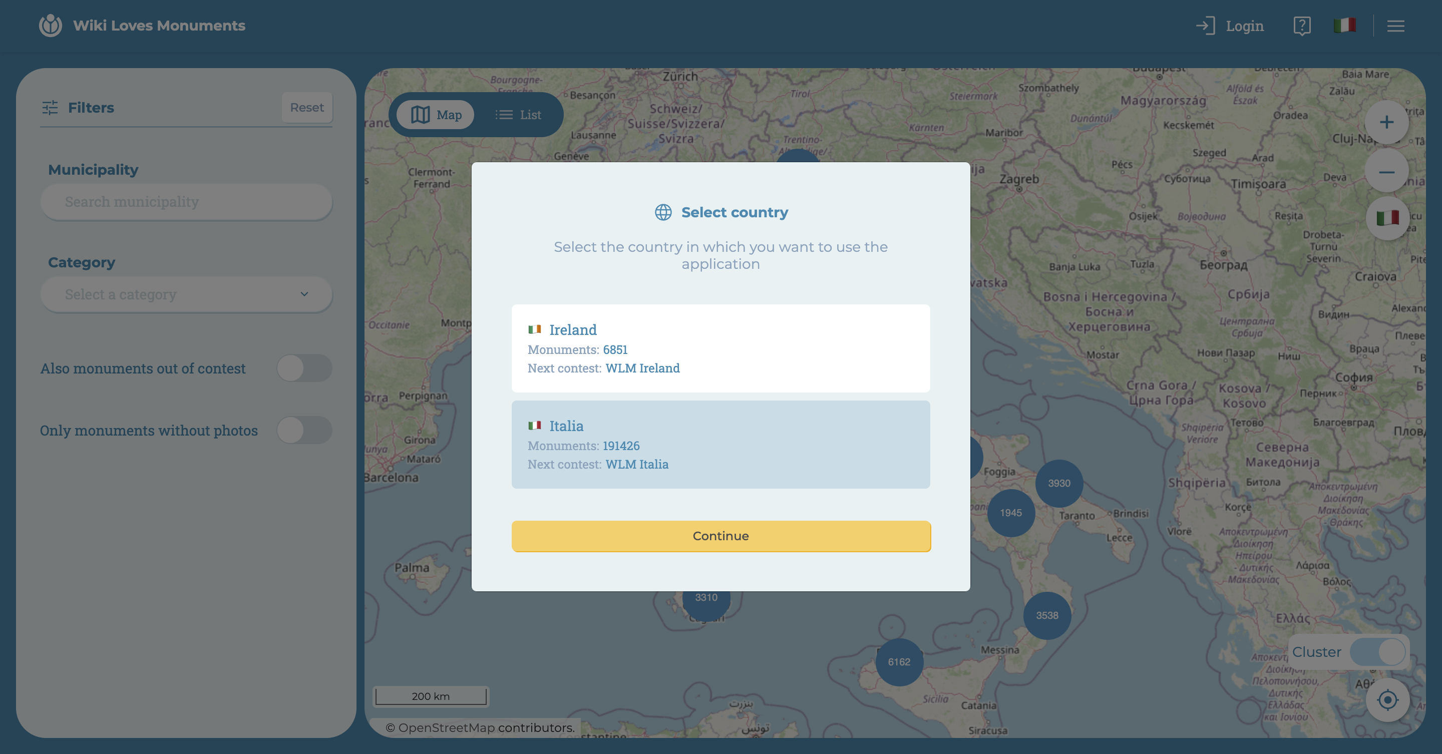 internal country selection
